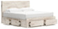 King Panel Storage Bed with Mirrored Dresser