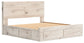 King Panel Storage Bed with Mirrored Dresser