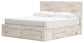 King Panel Storage Bed with Mirrored Dresser
