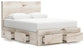 Queen Panel Storage Bed with Mirrored Dresser and Chest