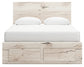 Queen Panel Storage Bed with Mirrored Dresser and Chest