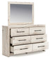 King Panel Bed with Mirrored Dresser, Chest and Nightstand