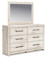 King Panel Bed with Mirrored Dresser, Chest and Nightstand