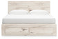 King Panel Storage Bed with Mirrored Dresser, Chest and Nightstand