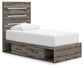 Graystorm Twin Panel Storage Bed with Mirrored Dresser and Nightstand