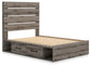 Graystorm Full Panel Bed with Storage with Mirrored Dresser and Nightstand