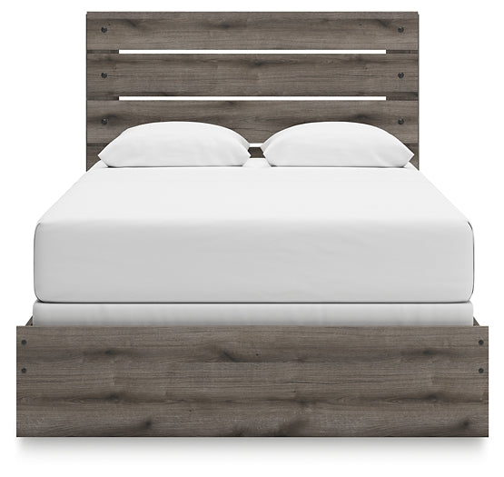 Graystorm Queen Panel Bed with Mirrored Dresser and Nightstand