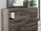 Graystorm King Panel Bed with Mirrored Dresser and Nightstand