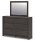 King Panel Bed with Mirrored Dresser