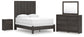 Queen Panel Bed with Mirrored Dresser and Nightstand