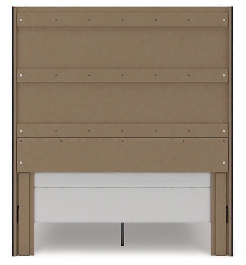 Queen Panel Storage Bed with Mirrored Dresser