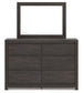 King Panel Storage Bed with Mirrored Dresser, Chest and Nightstand