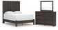 Queen Panel Bed with Mirrored Dresser