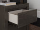 King Panel Storage Bed with Mirrored Dresser and Nightstand