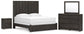 King Panel Storage Bed with Mirrored Dresser and Nightstand
