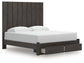 King Panel Storage Bed with Mirrored Dresser and Chest