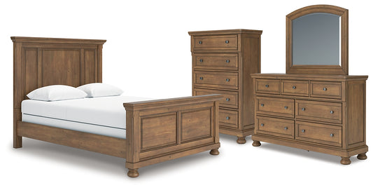 Feddinger Queen Panel Bed with Mirrored Dresser and Chest