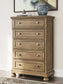 Feddinger Queen Panel Bed with Mirrored Dresser and Chest