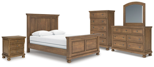 Feddinger Queen Panel Bed with Mirrored Dresser, Chest and Nightstand