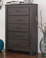 Brinxton Queen/Full Panel Headboard Bed with Mirrored Dresser, Chest and Nightstand