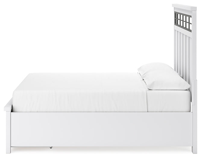 Ashbryn California King Panel Storage Bed with Mirrored Dresser