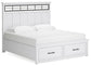Ashbryn King Panel Storage Bed with Mirrored Dresser and Chest
