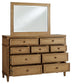 Sharlance Queen Upholstered Panel Bed with Mirrored Dresser and Nightstand