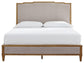Sharlance Queen Upholstered Panel Bed with Mirrored Dresser and Nightstand