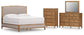 Sharlance California King Upholstered Panel Bed with Mirrored Dresser and Chest
