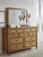 Sharlance King Upholstered Panel Bed with Mirrored Dresser and Nightstand