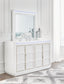 Chalanna California King Upholstered Storage Bed with Mirrored Dresser, Chest and Nightstand