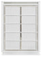 Chalanna California King Upholstered Storage Bed with Mirrored Dresser and Chest