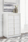 Chalanna California King Upholstered Storage Bed with Mirrored Dresser and Chest