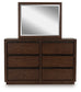 Dilenno California King Canopy Bed with Mirrored Dresser and Nightstand