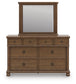 Rowlenstown Queen Poster Bed with Mirrored Dresser
