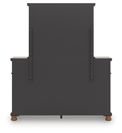 Rowlenstown Queen Poster Bed with Mirrored Dresser