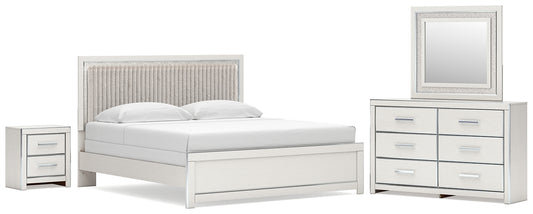 Zuraleus King Upholstered Panel Bed, Dresser, Mirror and Nightstand