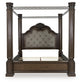 Maylee California King Canopy Bed, Dresser, Mirror, Chest and Nightstand