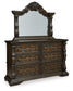 Maylee California King Canopy Bed, Dresser, Mirror, Chest and Nightstand