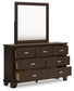 Covetown Queen Panel Bed with Mirrored Dresser