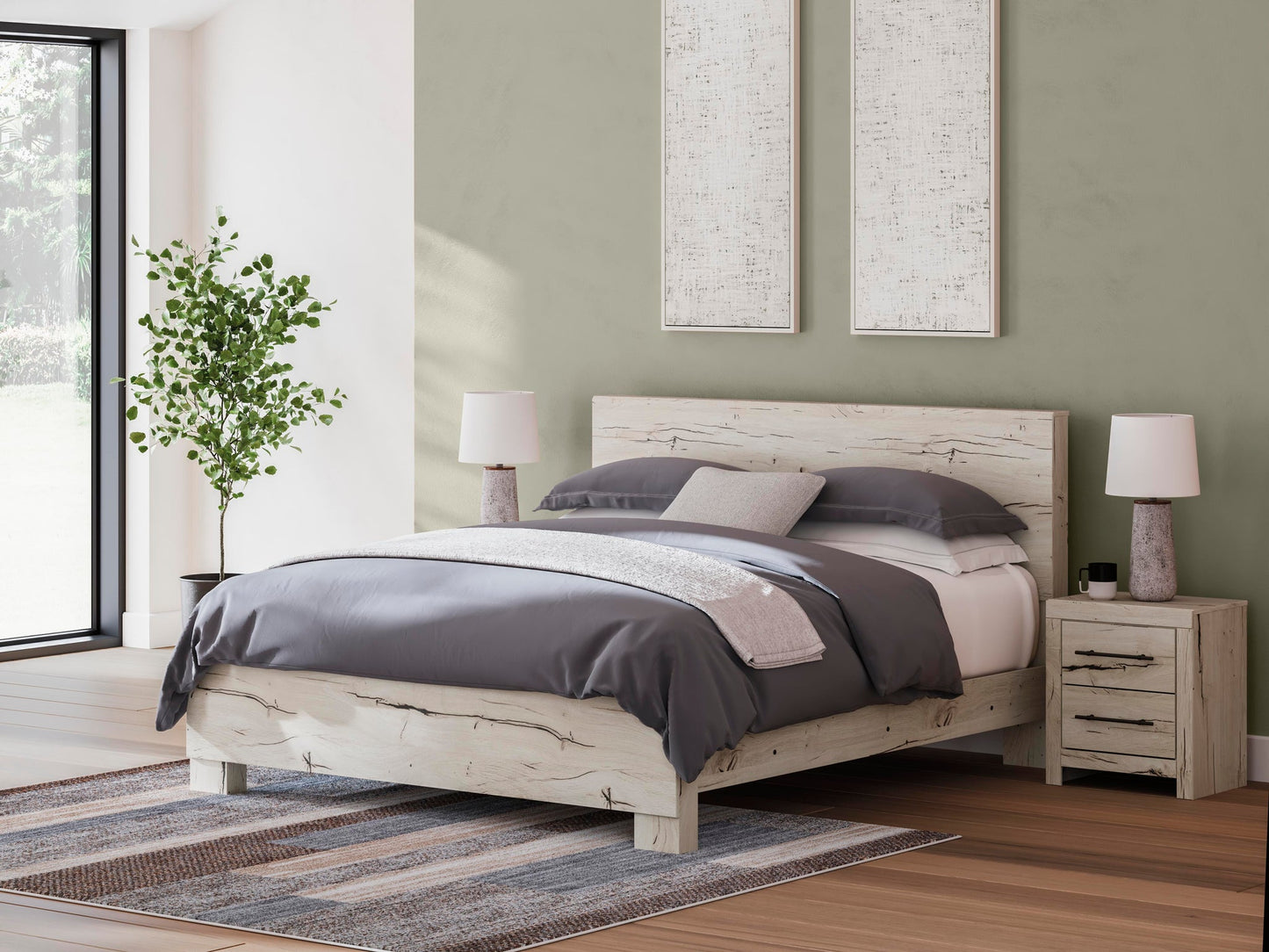 Lawroy King Panel Bed, Dresser, Mirror, Chest and Nightstand