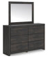 Delmorta Twin Panel Bed, Dresser, Mirror and Nightstand