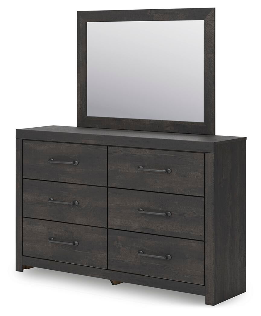 Delmorta King Panel Bed, Dresser and Mirror