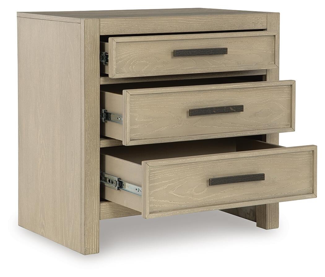 Calmoro California King Bookcase Bed with Mirrored Dresser and Nightstand