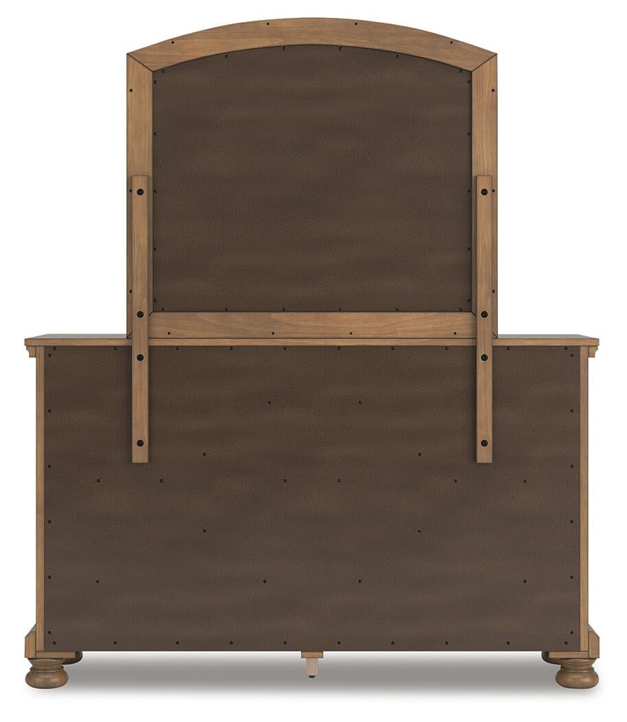 Vandenmore King Panel Bed with Mirrored Dresser, Chest and Nightstand