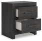 Delmorta Full Panel Bed with Storage, Dresser, Mirror and Nightstand