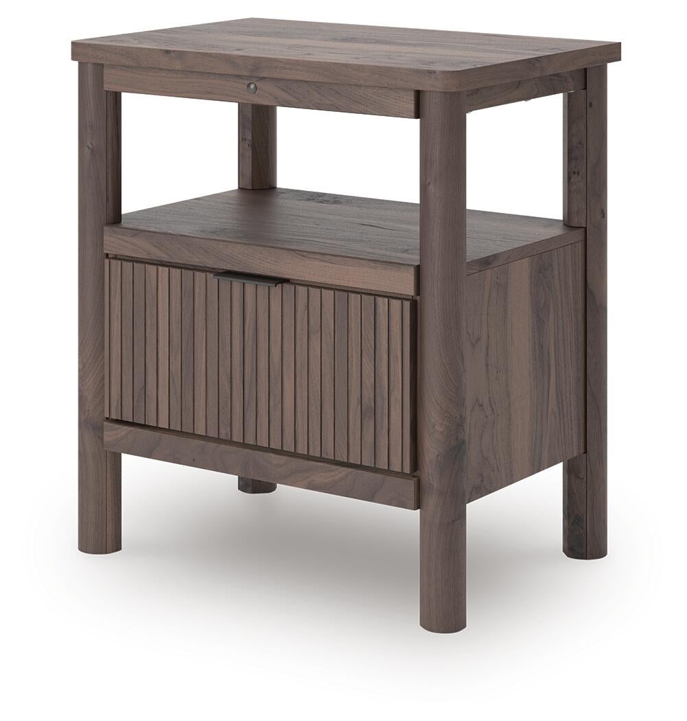 Cadmori Twin Upholstered Panel Platform Bed, Dresser, Mirror, Chest and Nightstand