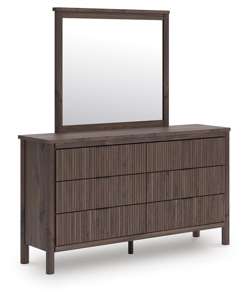 Cadmori Queen Panel Platform Bed, Dresser, Mirror and Nightstand