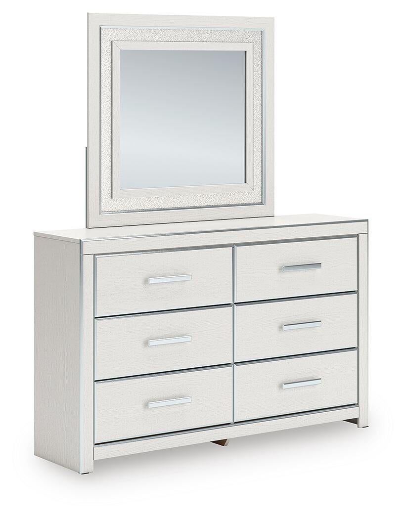 Birmonton King Upholstered Panel Platform Storage Bed, Dresser, Mirror, Chest and Nightstand