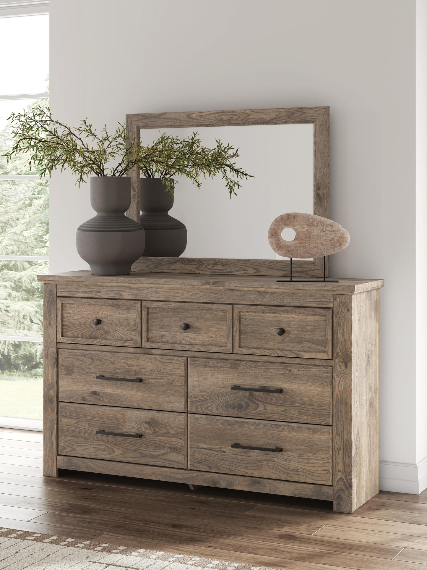 Keithland Queen Panel Bed with Mirrored Dresser and Nightstand